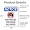 Signmission No Photos Or Video Allowed Sign With Symbol, 18 in W x Rectangle, Vinyl Decal OS-2PACK-NS-D-1824-V-14753 - alternate 3